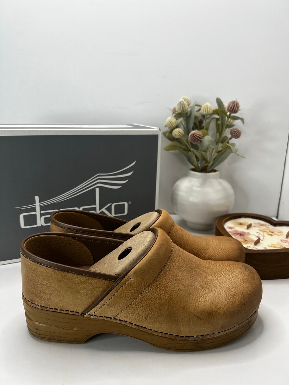 Dansko Professional Leather Slip-On Clogs Honey Women 43/12.5 NWB